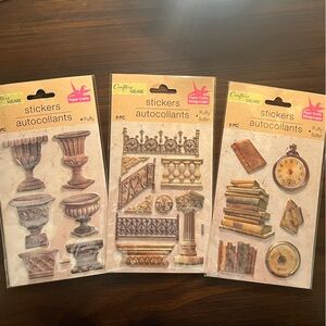 Vintage Architecture and Books Puffy Stickers